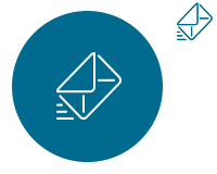 Petrol blue icon of an envelope